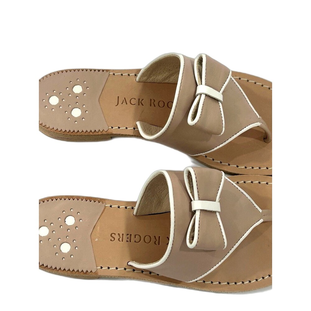 Jack Rogers Sandals Women’s Size 7.5 Color Pink White Giselle Bow Leather - Picture 7 of 10